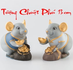 TƯỢNG CHUỘT PHÚ QUÝ MINH LONG MÀU MATT 13cm LÀM QUÀ MAY MẮN